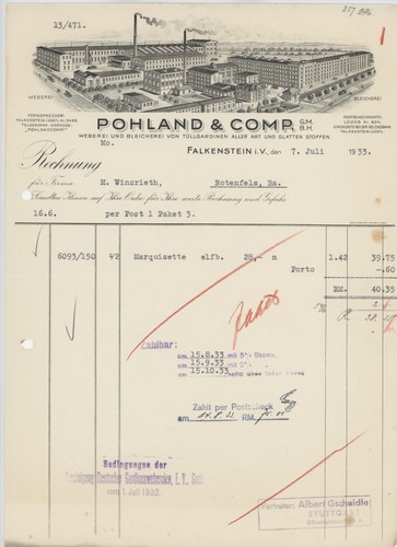Rechnung falkenstein pohland - falkenstein,
